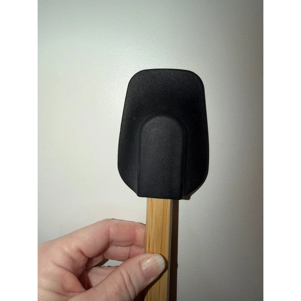 GreenPan Silicone Spatula with Bamboo Wood Handle Black Kitchen Utensil Scraper